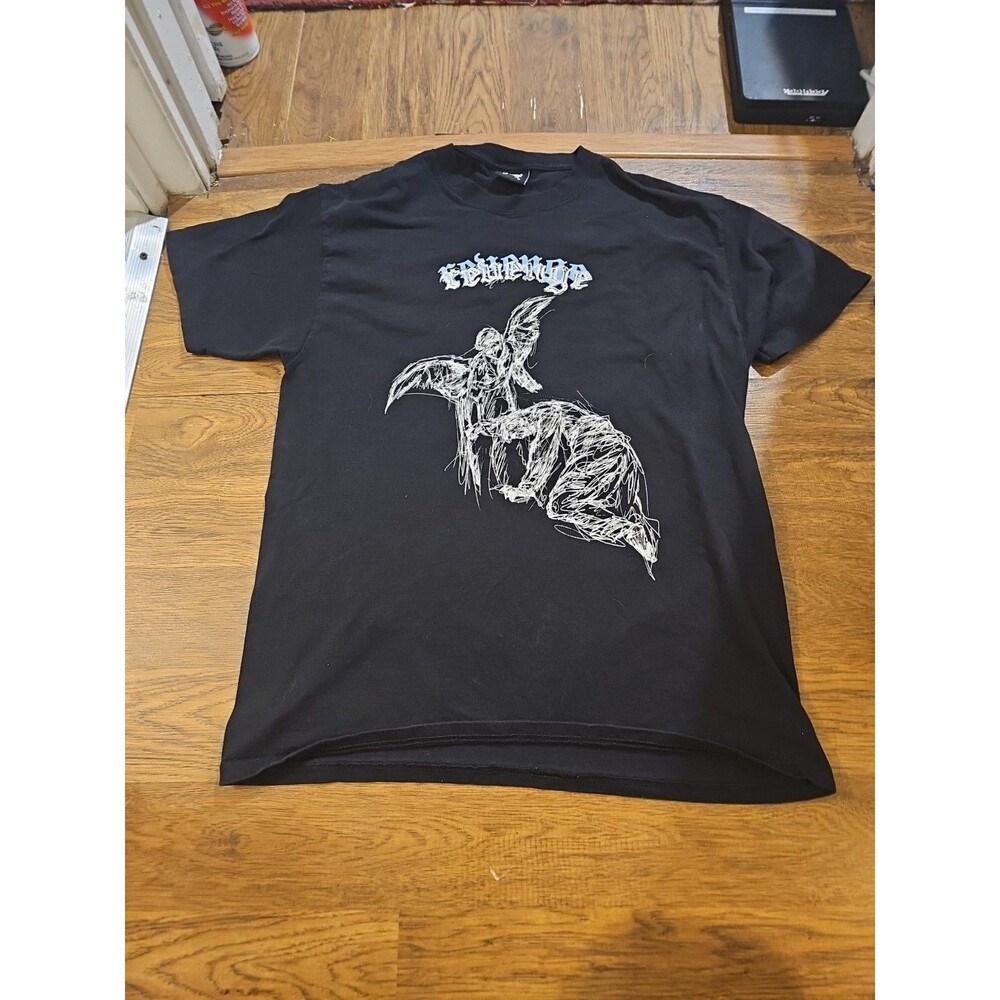 Revenge Angel Sketch Graphic Black Tshirt Mens Large Tee Made In USA